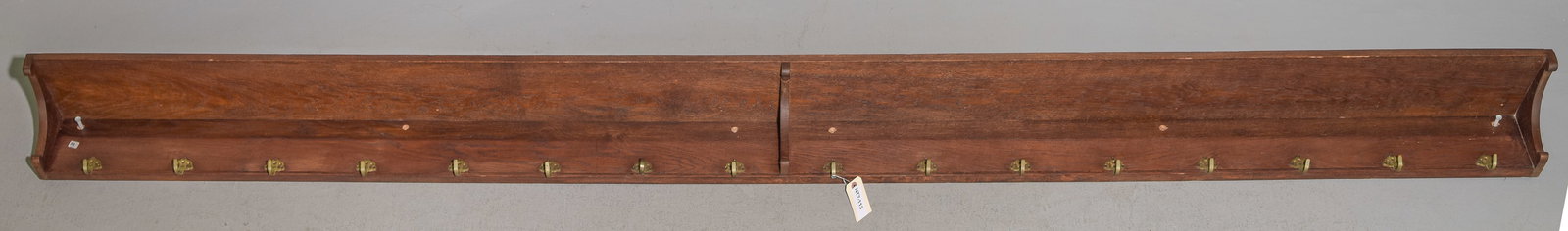 French Large Long Oak Wall Shelf with Hooks (1 of 4)
