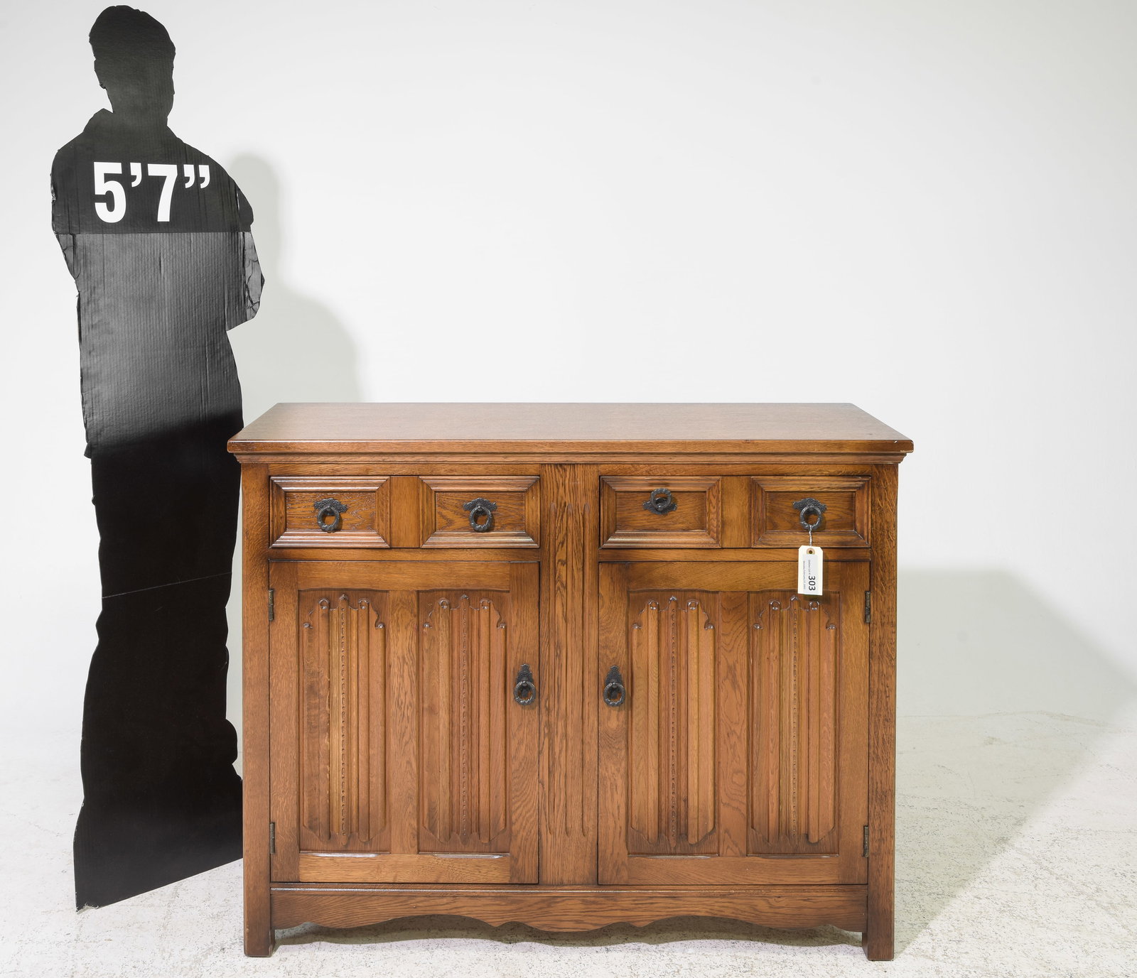 British Oak Linen Fold Paneled Buffet / Sideboard #1 (1 of 6)