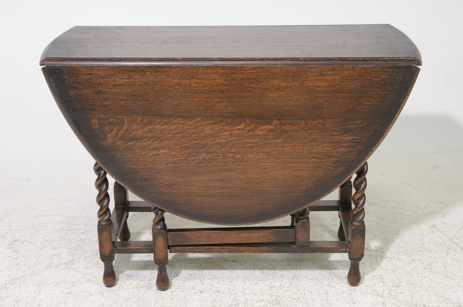 British Large Oak Barley Twist Drop Leaf Table c.1930's (1 of 3)