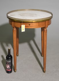 Louis XVI Style White Marble Top Boulotte Table