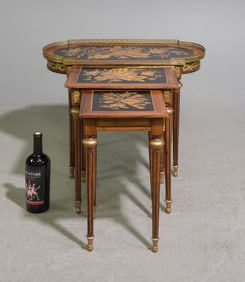 Louis XVI Style Walnut Nest of Three Tables
