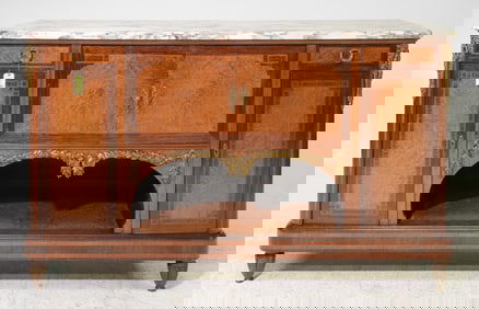 Louis XVI Style Marble Top Sideboard with Gilded Ormolu