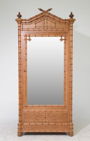 French Faux Bamboo Mirror Door Robe