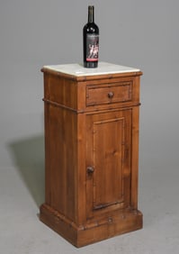 Faux Bamboo White Marble Top Nightstand / Bedside