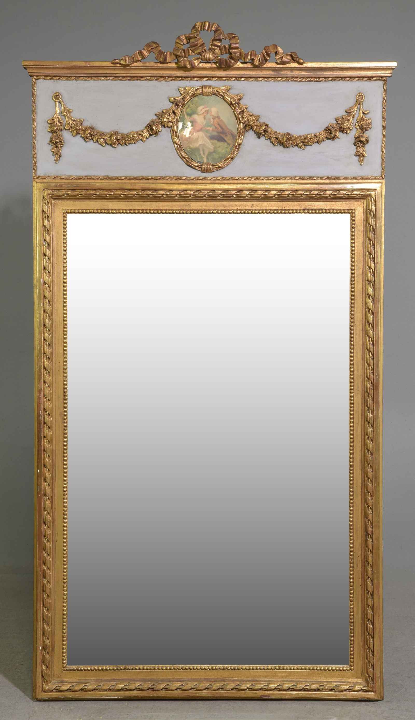Louis XVI Style Gold Painted Trumeau Mirror (1 of 5)
