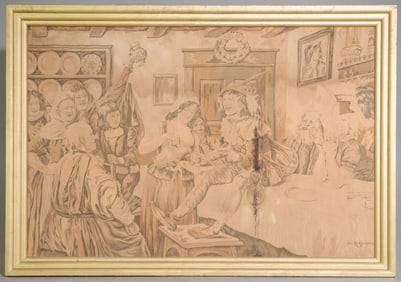 Large Framed Needlepoint Tapestry