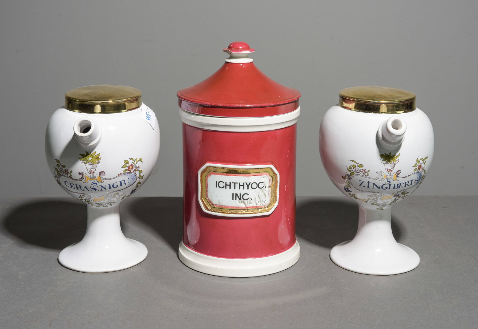 Apothecary Jar & Two Pharmacy / Oil Jars (1 of 6)