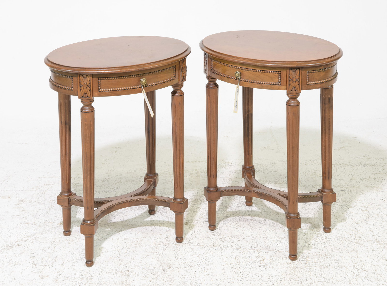 Louis XVI Style Pair of Oval Occasional Tables (1 of 4)