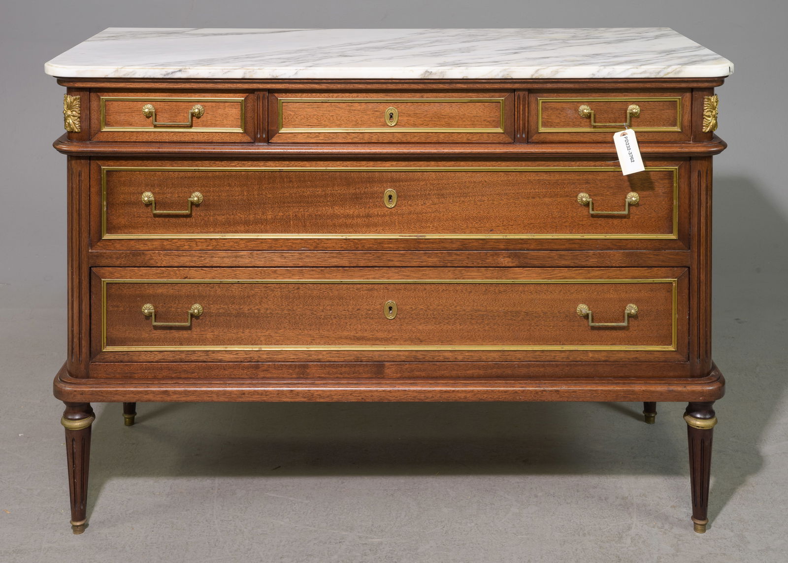 Louis XVI Style White Marble Top Mahogany Chest (1 of 5)