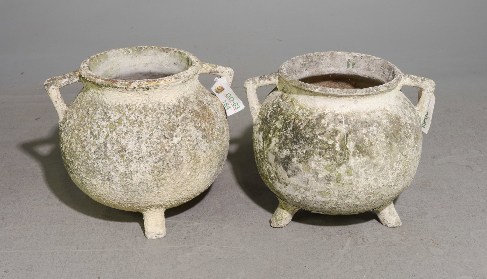 2 Willy Guhl Industrial Marmite Cauldron Planters: 2 Willy Guhl Industrial Marmite Cauldron Planters - Much of his work is crafted from either concrete or Eternit. - 17 in tall x 20 x 18 each