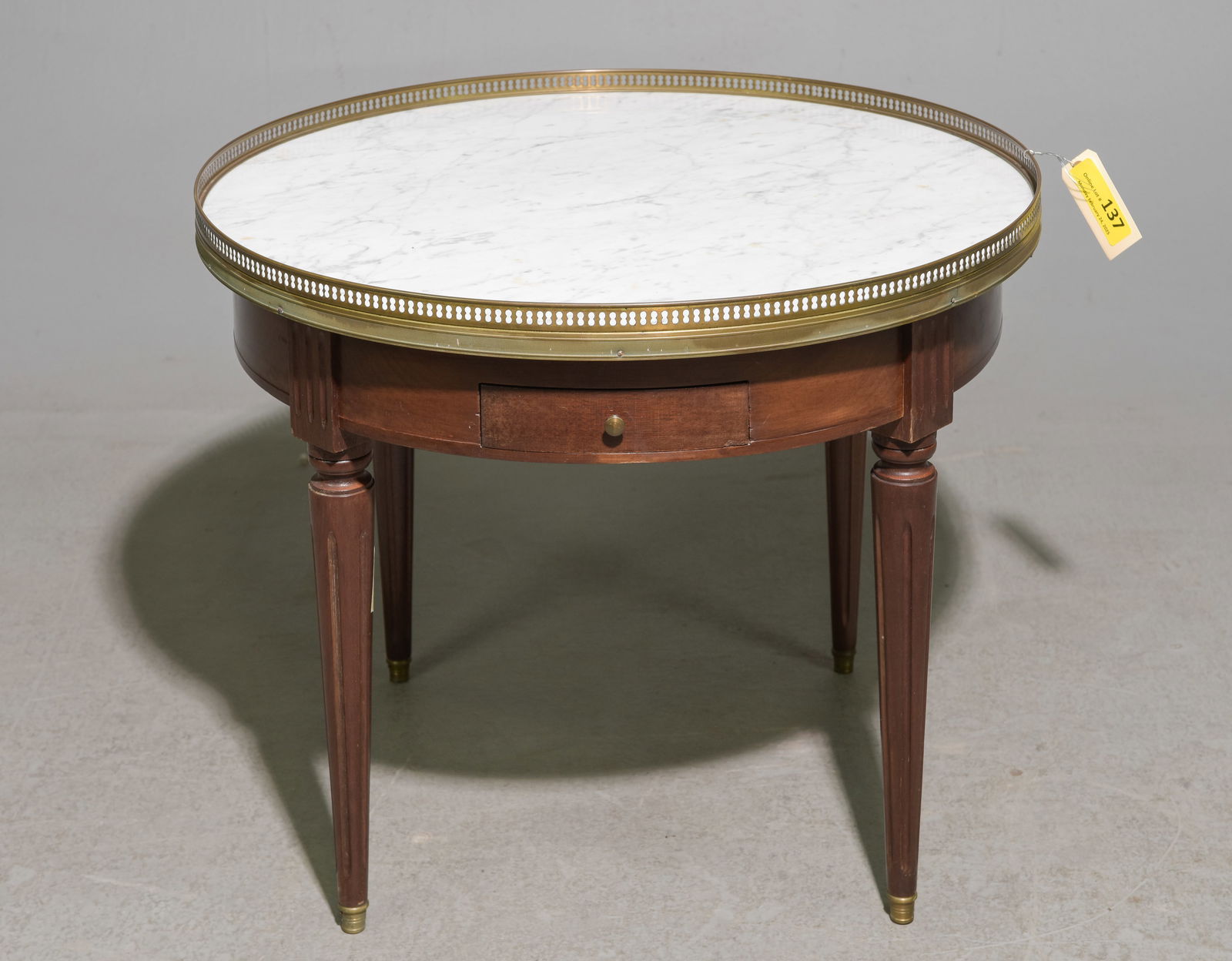 Louis XVI Style White Marble Top Low Boulotte Table (1 of 3)