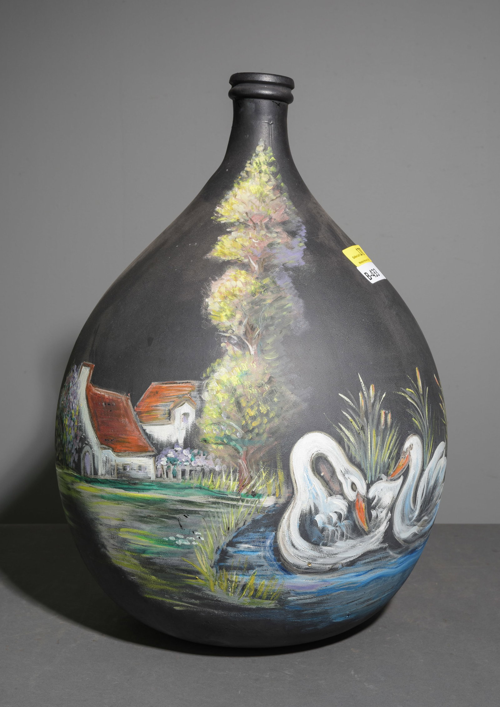 Hand Painted Demijohn / Glass Bottle: Hand Painted Demijohn / Glass Bottle / Carboy - 25 in tall x 20 inch diameter