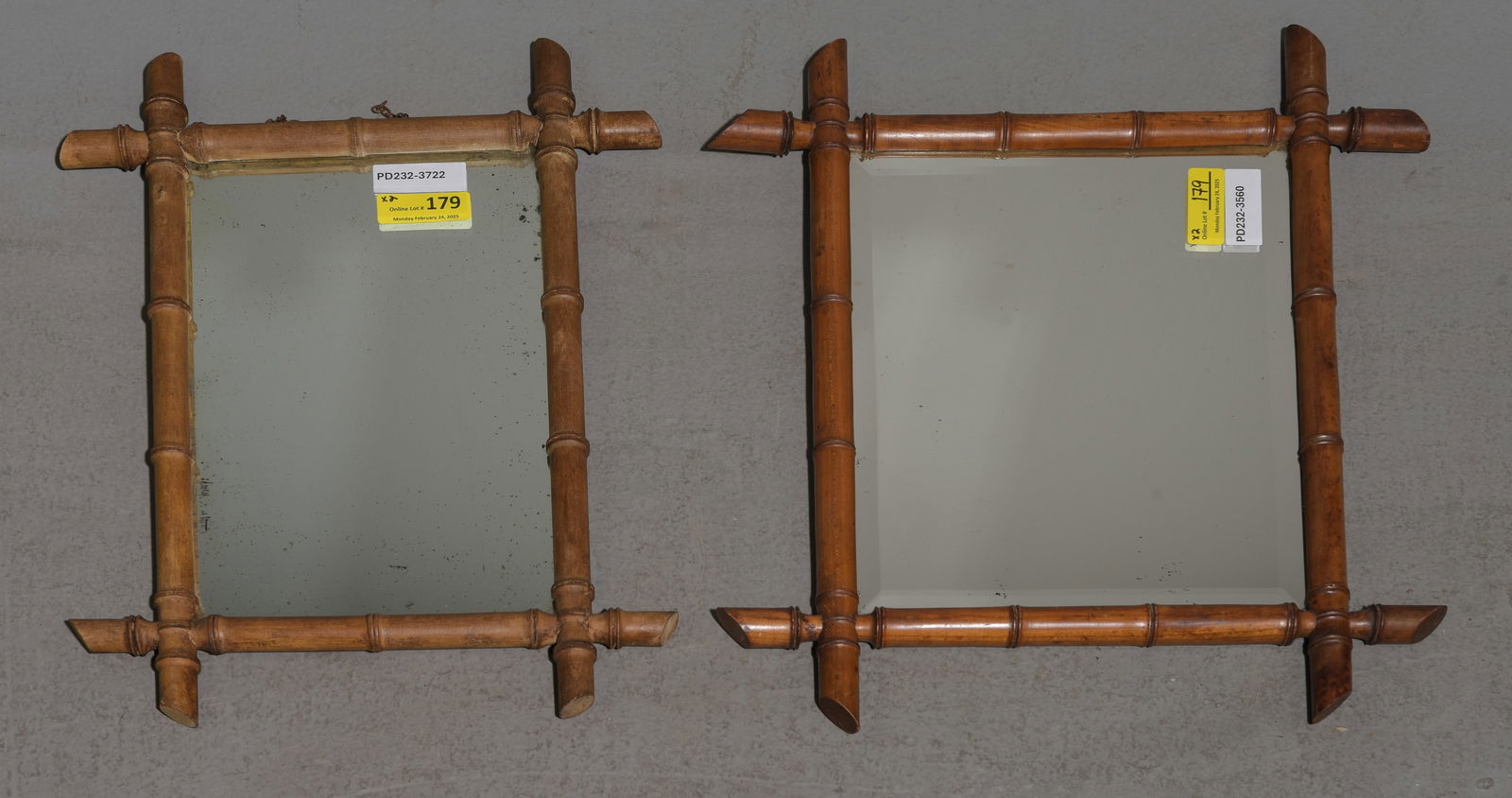2 Faux Bamboo Framed Mirrors (1 of 4)