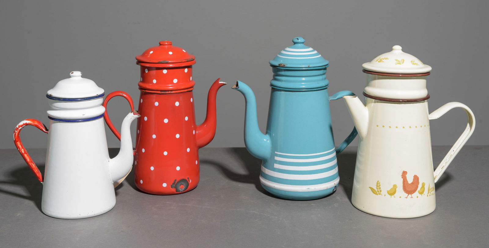 4 French Enamel Coffee Pots (1 of 4)