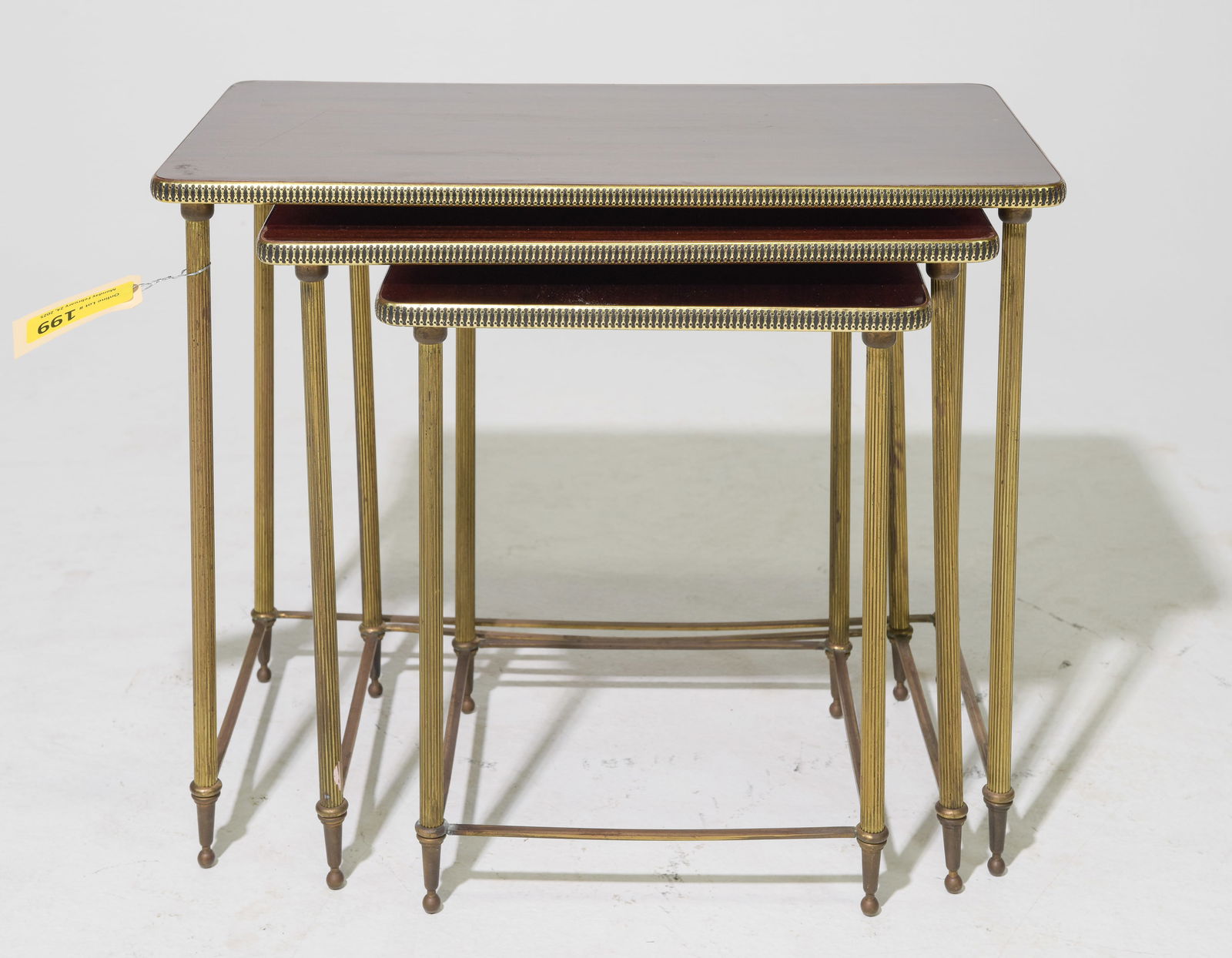 French Modern Style Mahogany Nest Of 3 Tables (1 of 6)