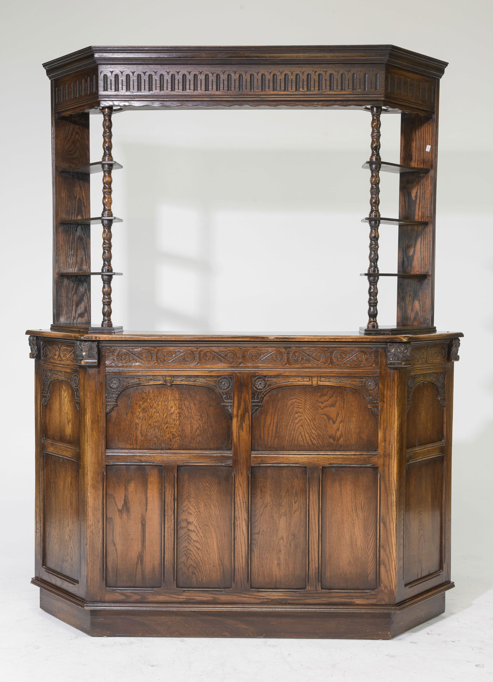 Carved Oak Jacobean Style Home Bar (1 of 6)