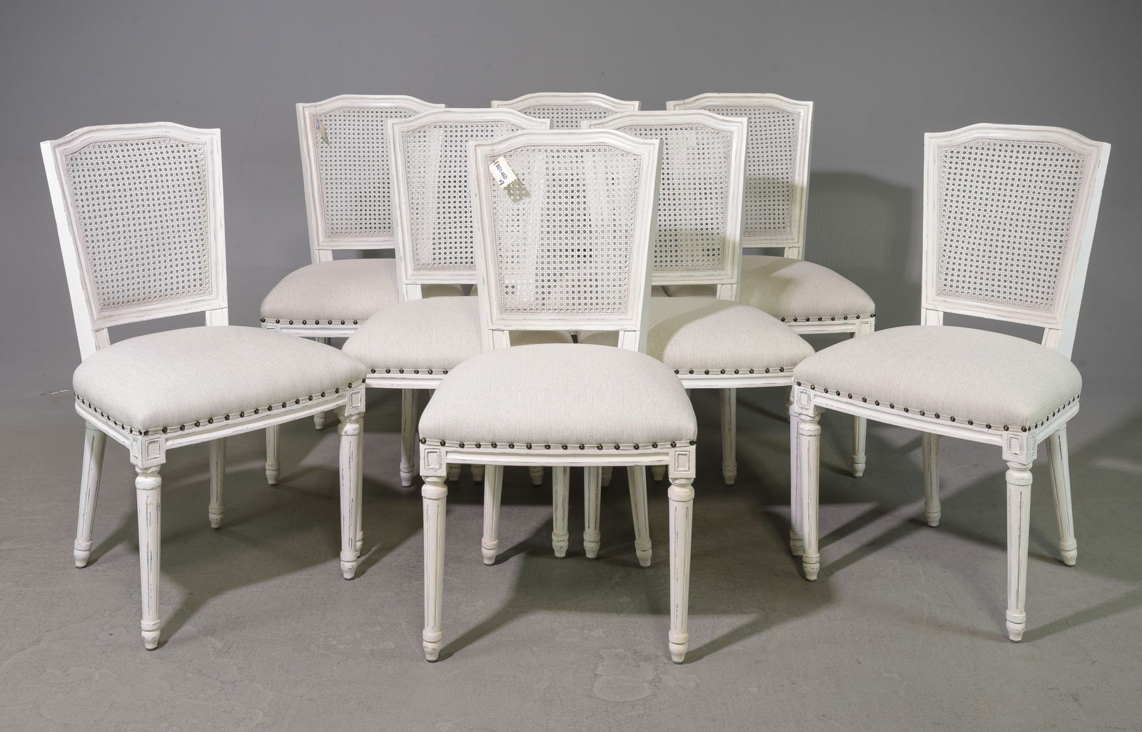 French Style Set of 8 Painted Cane Back Dining Chairs (1 of 4)