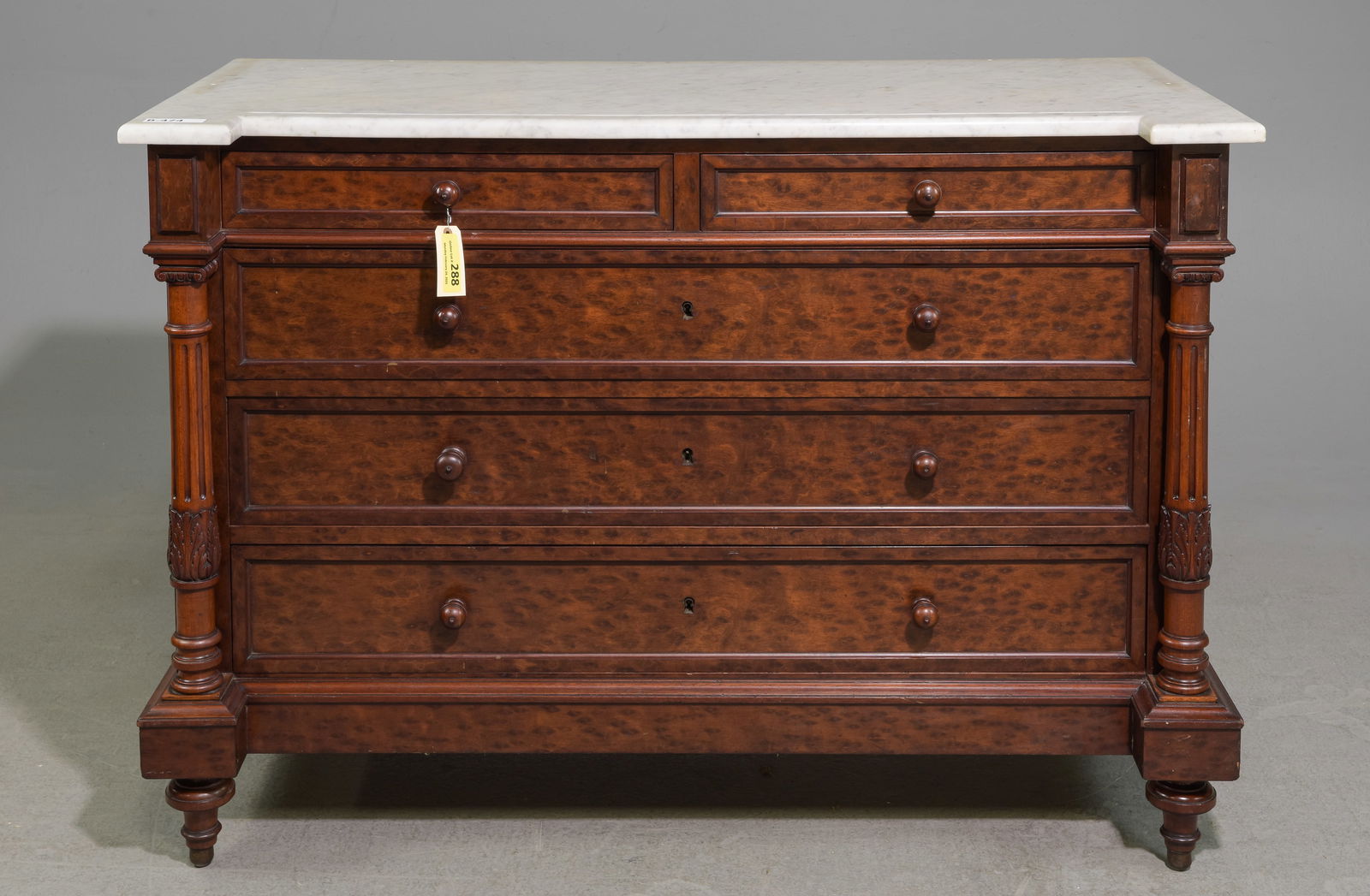 French White Marble Top Five Drawer Chest (1 of 5)