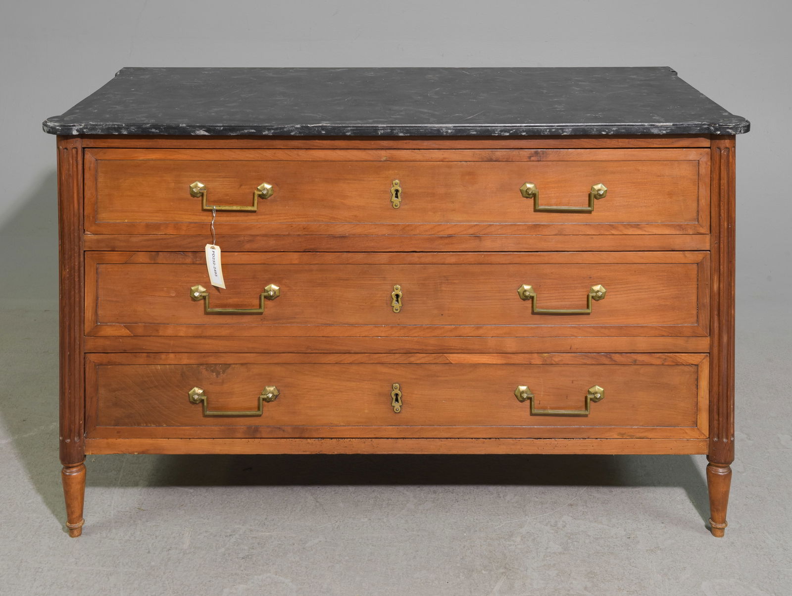 Louis XVI Style Three Drawer Chest with Painted Top (1 of 6)