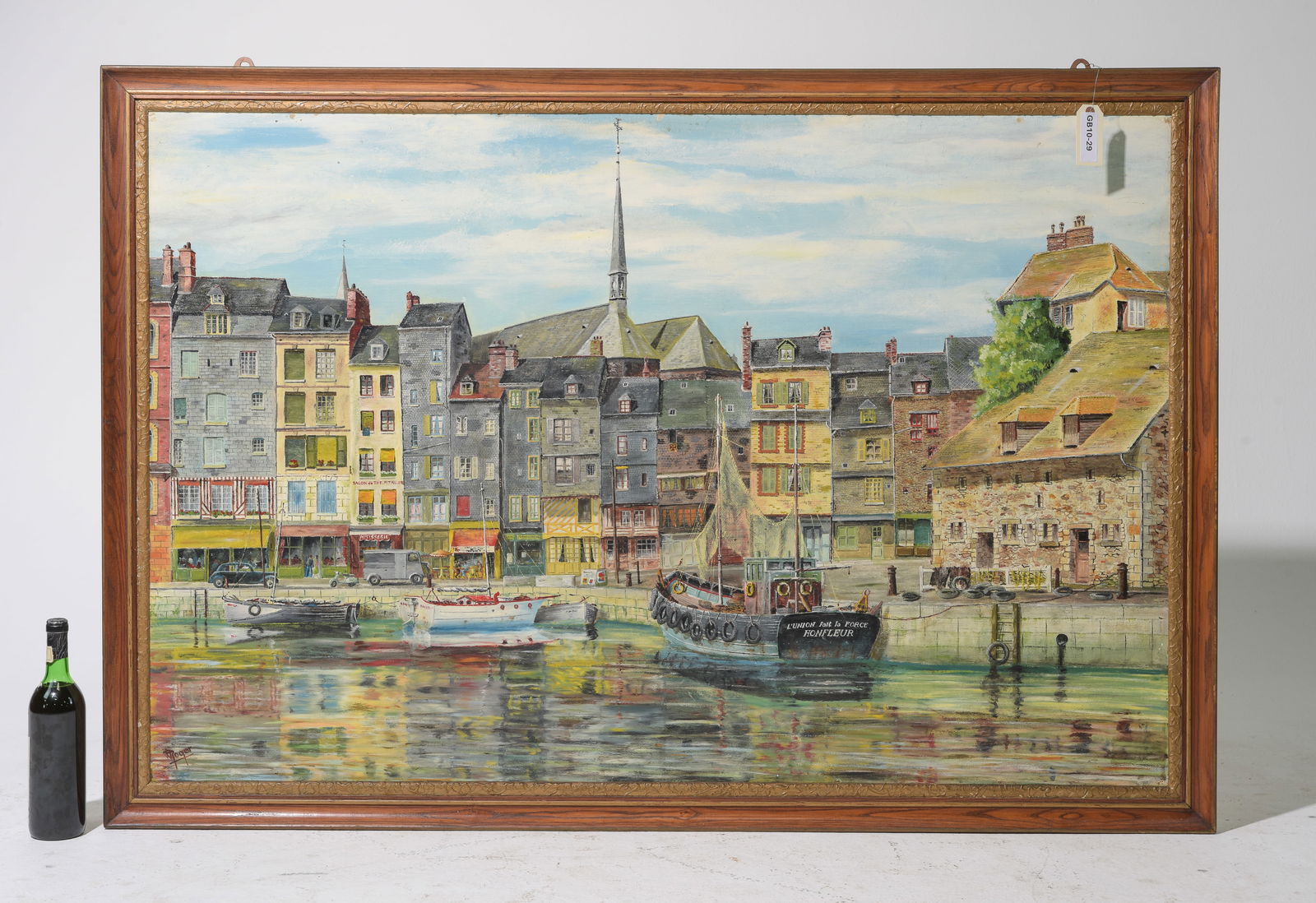 Large Framed Art on Board - City Side Port / Dock (1 of 4)