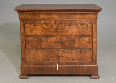 Louis Philippe Style Walnut Four Drawer Chest