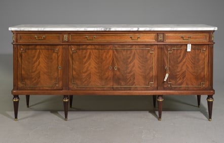 Louis XVI Style White Marble Top Sideboard