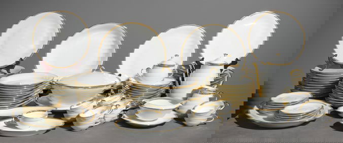 80pcs Georges Boyer Limoges Gold Trimmed China Set