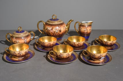 15pc Czechoslovakian Gold Plated Tea Set