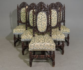 Louis XIII Style Set of 6 French Twist Dining Chairs
