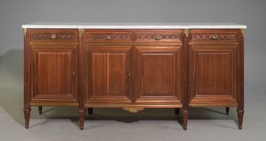 Louis XVI Style White Marble Top Sideboard
