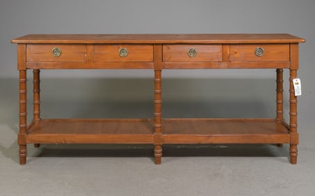 Faux Bamboo Four Drawer Hall Table / Console