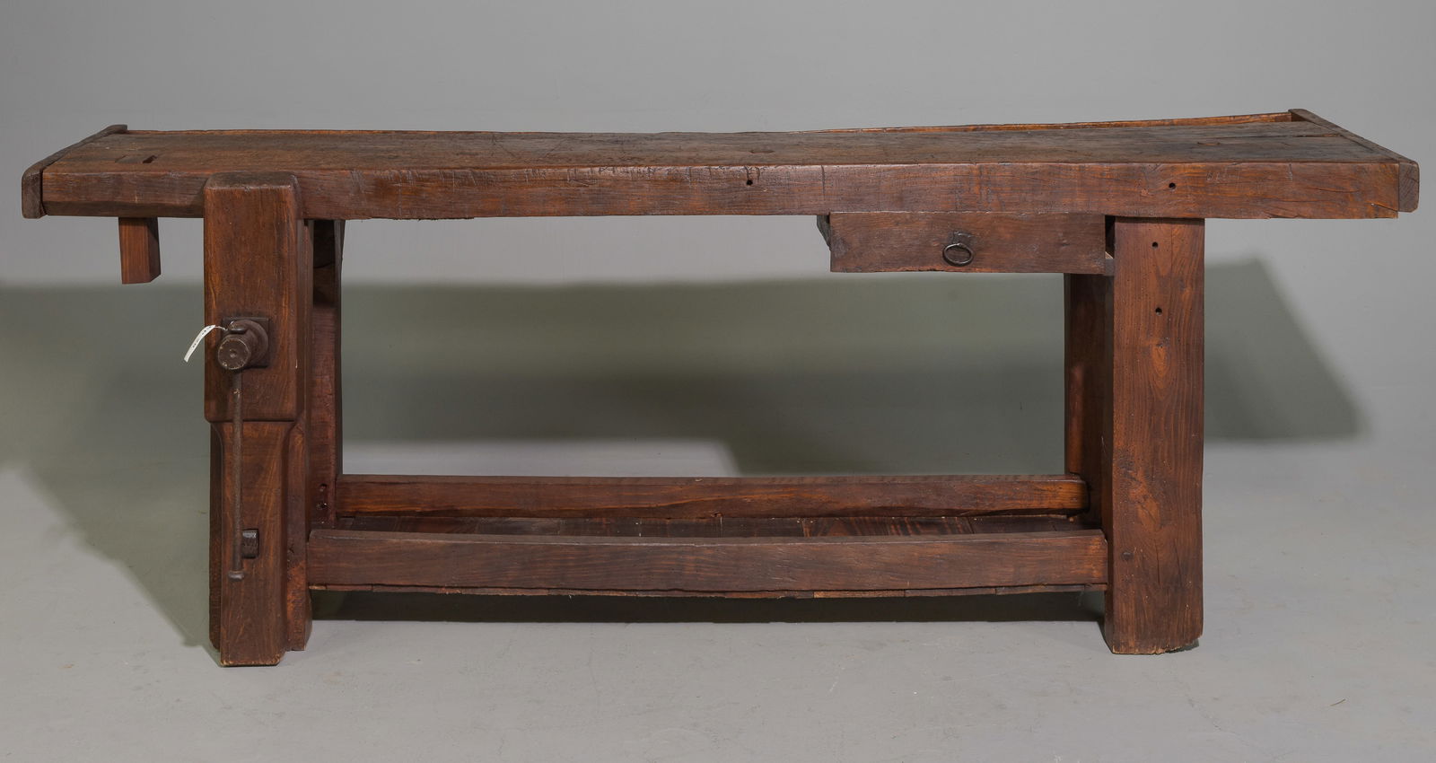 Rustic Oak Work Table with Vice (1 of 4)