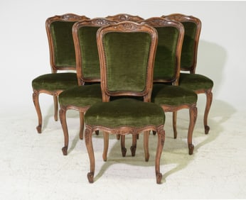 Louis XV Style Set of 6 Walnut Dining Chairs