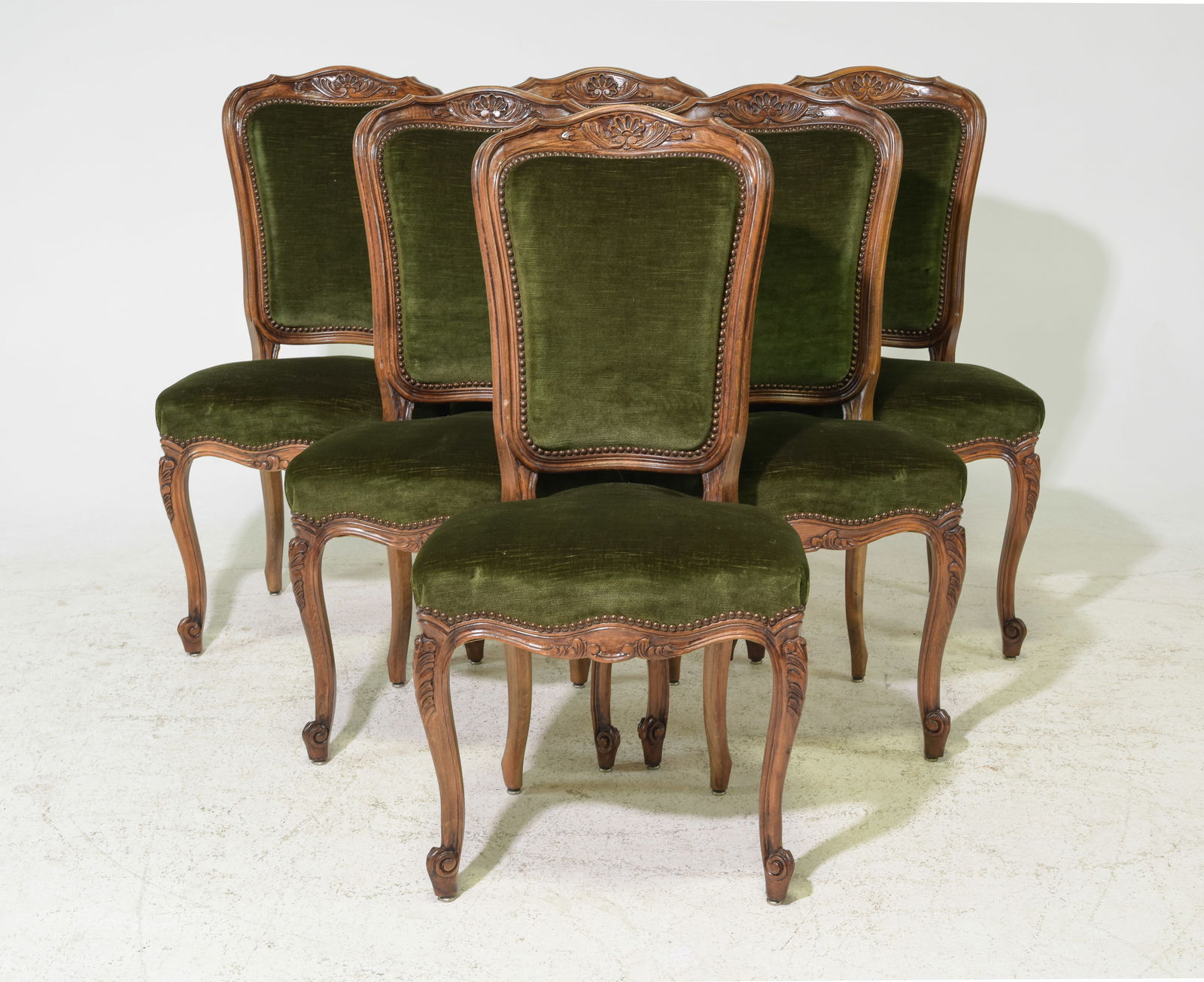 Louis XV Style Set of 6 Walnut Dining Chairs (1 of 4)