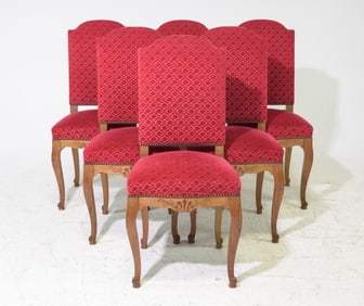 Louis XV Style Set of 6 Beech Wood Dining Chairs