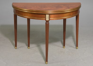 Louis XVI Style Walnut Demilune Game / Card Table