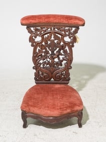 Napoleon III Style Carved Oak Kneeler / Prie Dieu