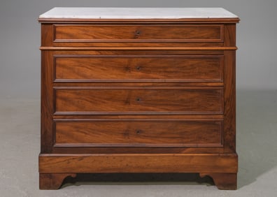 French Mahogany White Marble Top Chest