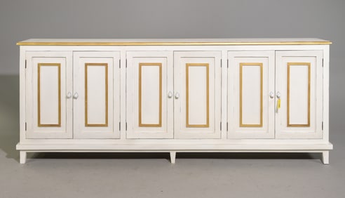 French Style Long Narrow Painted Sideboard
