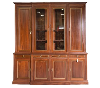 Louis XVI Style Monumental Mahogany Bookcase