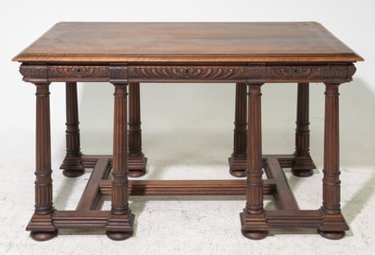 Henri II Style Carved Walnut Writing Table c.1900