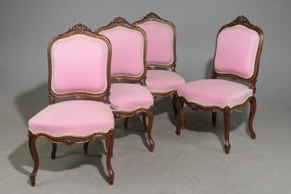 Louis XV Style Set of Four Walnut Dining Chairs