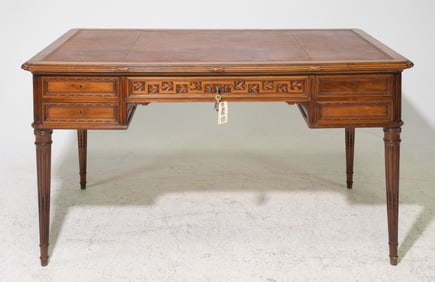Louis XVI Style Leather Top Walnut Desk c.1920's-30's
