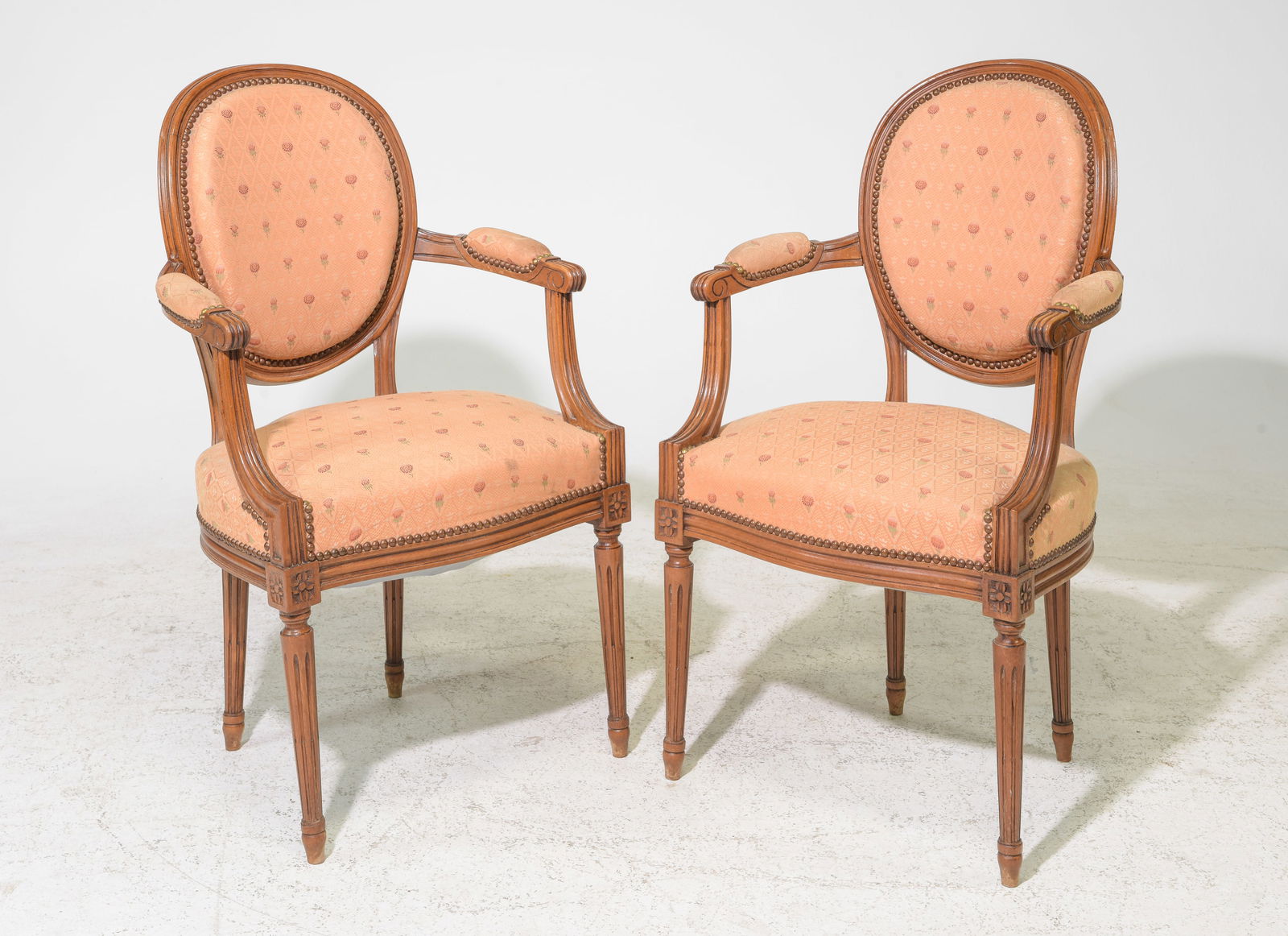 Louis XVI Style Pair of Balloon Back Arm Chairs (1 of 5)