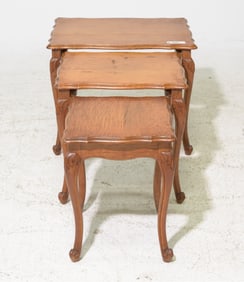 Louis XV Style Oak Nest Of 3 Tables