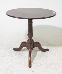 Round Mahogany Occasional Table On Three Leg Base