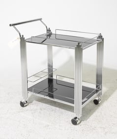 French Aurora Boutique Style Black Glass Trolley