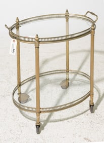 French Brass Finished 2 Tier Glass Trolley
