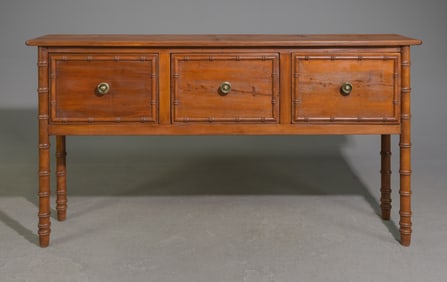 Faux Bamboo Three Drawer Hall Table / Console