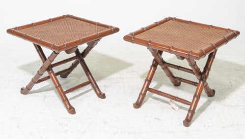 2 French Faux Bamboo Folding Tables